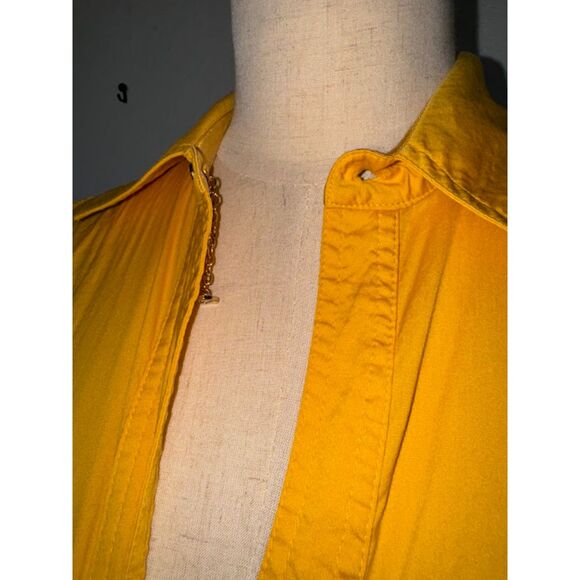 Marciano Women's Yellow Button Up Short Sleeved Corset Blouse Ribbon Tieback XS - Picture 3 of 6